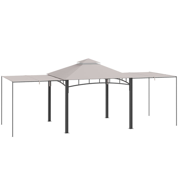 online Gazebo da Giardino 3x3m con Tenda Parasole Laterale Cachi