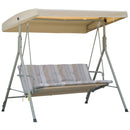 Dondolo 3 Posti da Giardino 172x110x156 cm in Acciaio Marrone e Beige-1