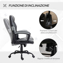 Sedia da Gaming Girevole Reclinabile 63x70x104-112 cm in Similpelle Nero e Grigio-5