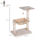 Torre Tiragraffi per Gatti 50x36x70 cm in Legno e Peluche Beige-3