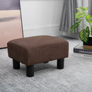 Pouf Poggiapiedi Imbottito 40x30x24 cm in Tessuto Effetto Lino Marrone Scuro-2