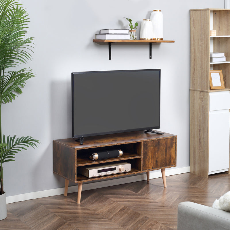 Mobile Porta TV fino a 55" 110x40x50 cm con Vano Aperto e Armadietto in Legno Marrone-2