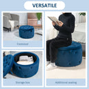 Pouf Poggiapiedi Ø60x40 cm in Velluto Blu Scuro-6