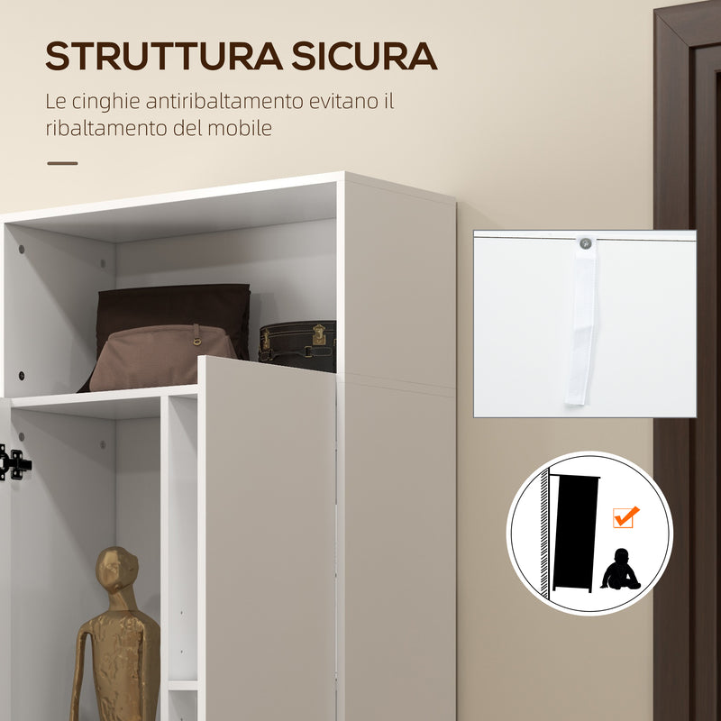 Mobile Multiuso 2 Ante 70x35x188 cm Ripiani Regolabili in Truciolato Bianco-7