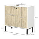 Mobile  Sotto Lavabo 60x30x60 cm in Truciolato e Acciaio Bianco e Rovere-3