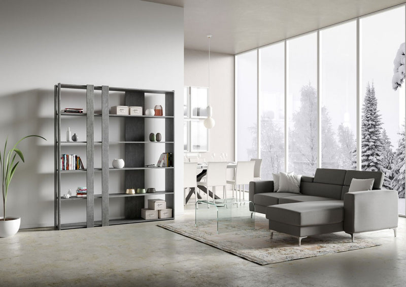 Libreria Moderna 5 Ripiani 178x36x204 cm in nobilitato Grigio-3