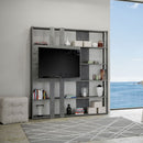 Libreria Moderna 5 Ripiani con Pannello per TV 178x36x204 cm in nobilitato Grigio-2