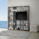 Libreria Moderna 5 Ripiani con Pannello per TV 178x36x204 cm in nobilitato Grigio-1