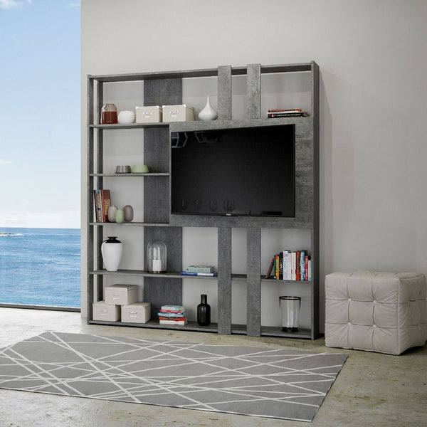 Libreria Moderna 5 Ripiani con Pannello per TV 178x36x204 cm in nobilitato Grigio online