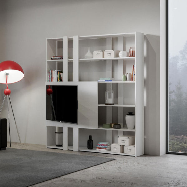 Libreria Moderna 5 Ripiani con Pannello per TV 178x36x204 cm in nobilitato Bianco prezzo