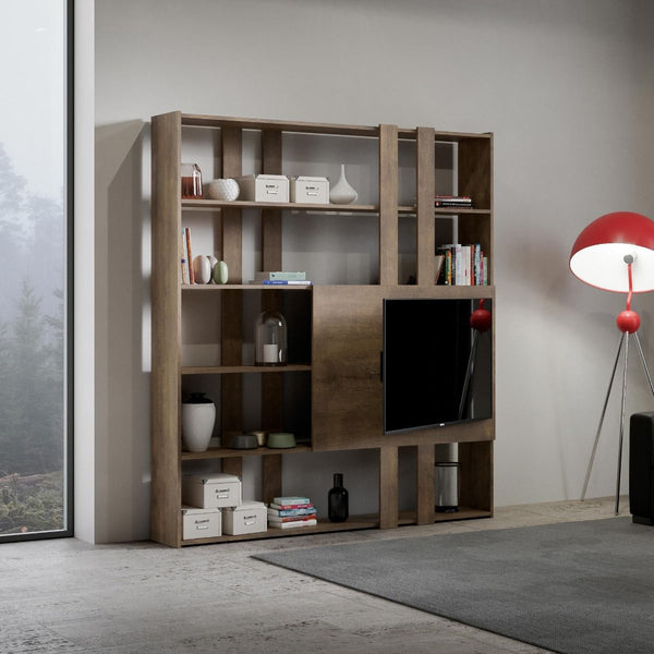 prezzo Libreria Moderna 5 Ripiani con Pannello per TV 178x36x204 cm in nobilitato Marrone