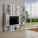 Libreria Moderna 5 Ripiani con Pannello per TV 178x36x204 cm in nobilitato Bianco-2