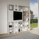 Libreria Moderna 5 Ripiani con Pannello per TV 178x36x204 cm in nobilitato Bianco-1