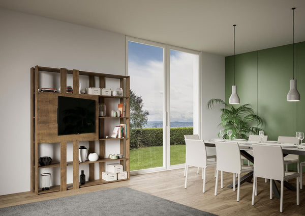 Libreria Moderna 5 Ripiani con Pannello per TV 178x36x204 cm in nobilitato Marrone prezzo