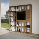 Libreria Moderna 5 Ripiani con Pannello per TV 178x36x204 cm in nobilitato Marrone-2