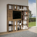 Libreria Moderna 5 Ripiani con Pannello per TV 178x36x204 cm in nobilitato Marrone-3