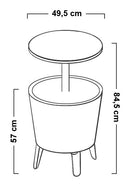 Tavolino Termico Piano Rialzabile Ø49,5 cm in Resina Keter Cool Bar Bianco-7