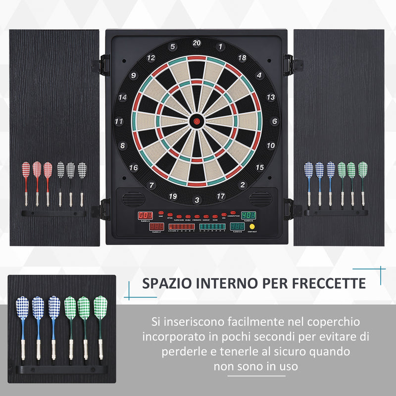 Bersaglio Freccette Elettronico 51x6,5x57 cm con 12 Freccette e 6 Display Nero-5