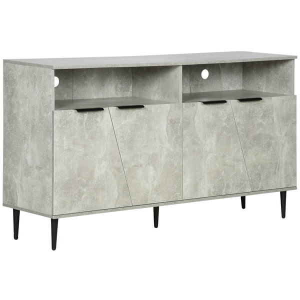 sconto Sideboard 147 x 40 x 83 cm mit Schränken mit 2 Türen und verstellbaren Regalen Grauer Marmoreffekt