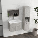 Mobile Bagno Sospeso 60 cm Lavabo Specchio e 1 Pensile Grigio-9