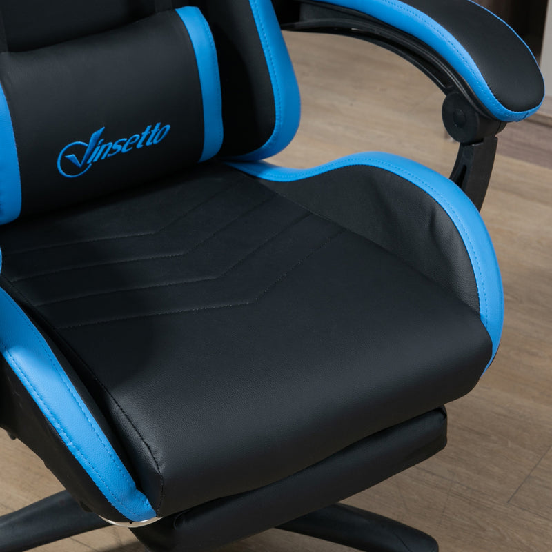 Sedia da Gaming Ergonomica 65x65x121-129 cm in Similpelle Blu e Nero-9