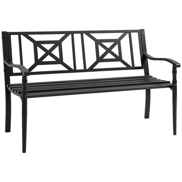 Panchina 2 Posti da Giardino 128x62,5x81,5 cm in Acciaio Nero online