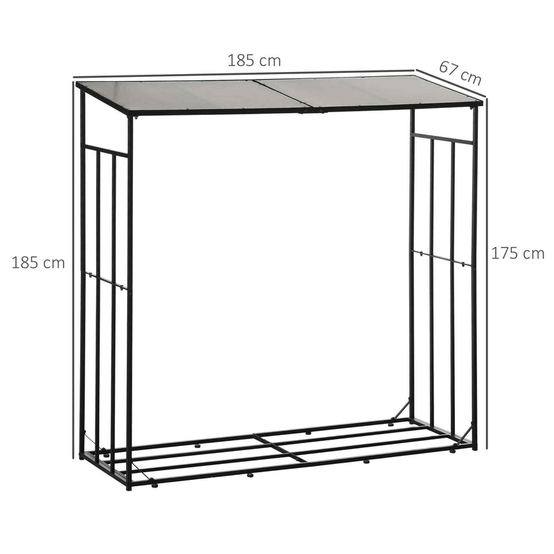 Legnaia con Tetto 185x67x185 in Metallo Nero-3