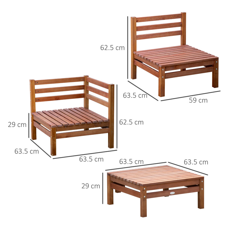 Set Salotto da Giardino con Divanetto Modulabile Cuscini e Tavolino in Legno-3