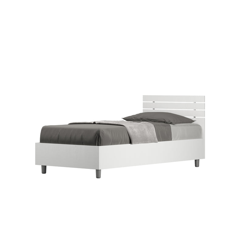 Letto Singolo Testata Dritta Ankel Bianco Frassino Varie Misure-1