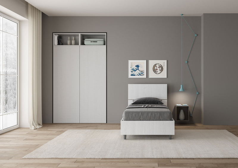 Letto Singolo Testata Inclinata Demas Bianco Frassino Varie Misure-3