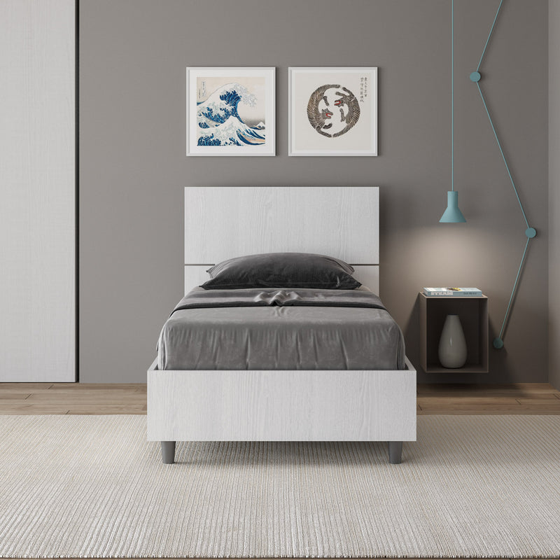 Letto Singolo Testata Inclinata Demas Bianco Frassino Varie Misure-4