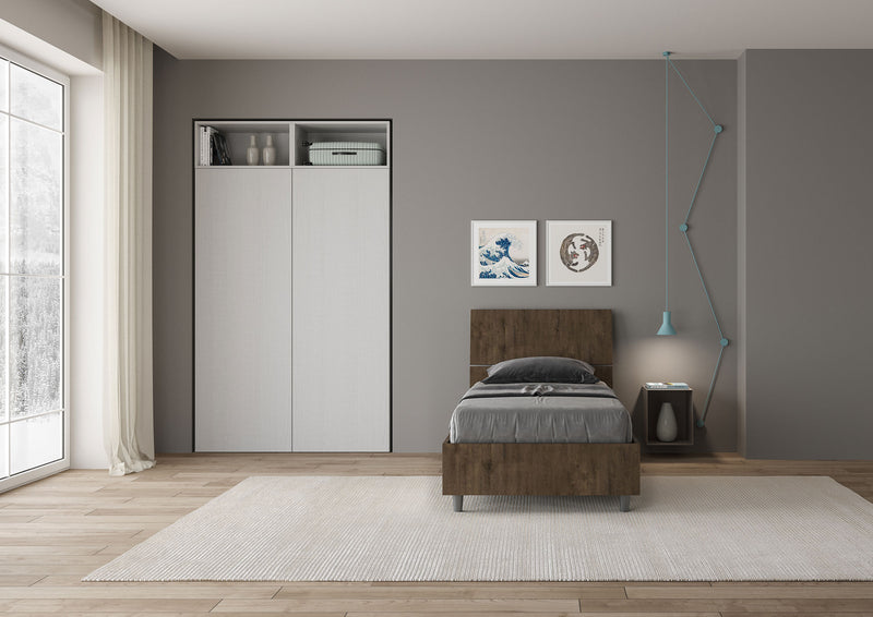 Letto Singolo Demas Testata Inclinata  Noce Varie Misure-3