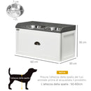 Ciotole per Cani Rialzate 60x30x36 cm con Cassetto in Acciaio Inox e Legno Bianco e Grigio-3