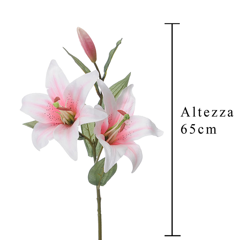 Set 6 Rami Artificiali Lilium Composto da 3 Fiori H 65 cm-2