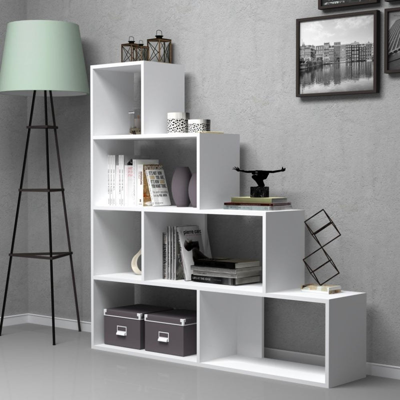 Libreria a scala Alis 145x145 cm bianca-1