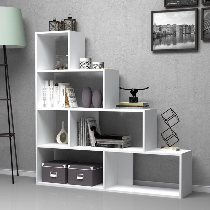 Libreria a scala Alis 145x145 cm bianca-2