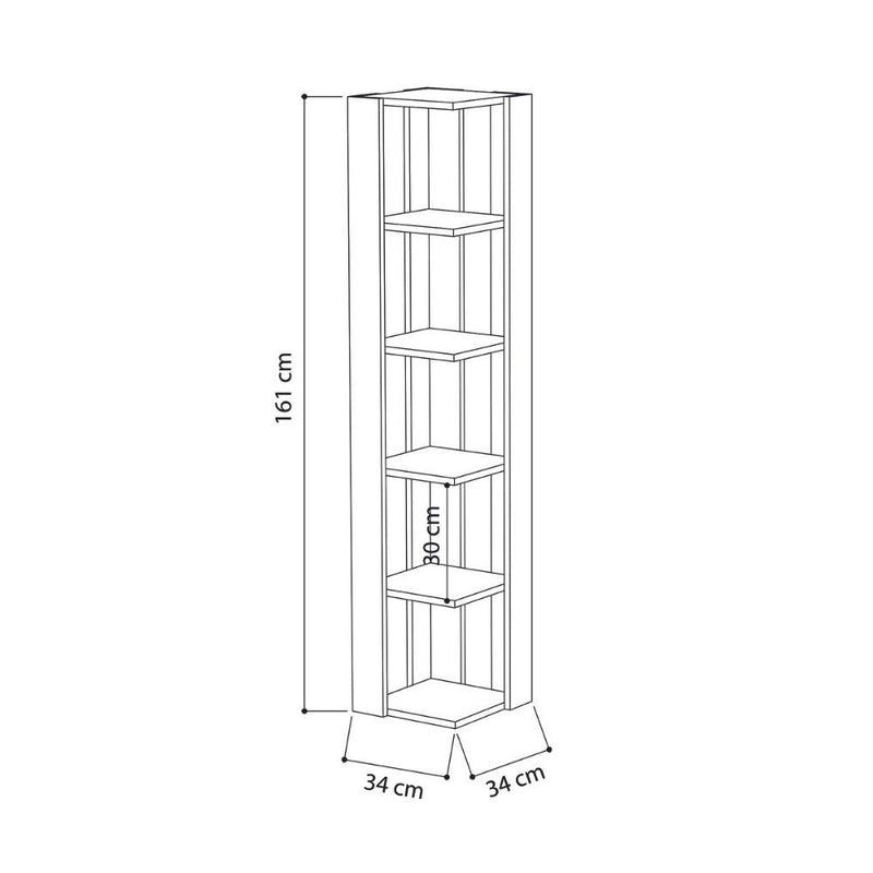 Libreria angolare 34x34x161 cm Nati antracite 5 ripiani-3