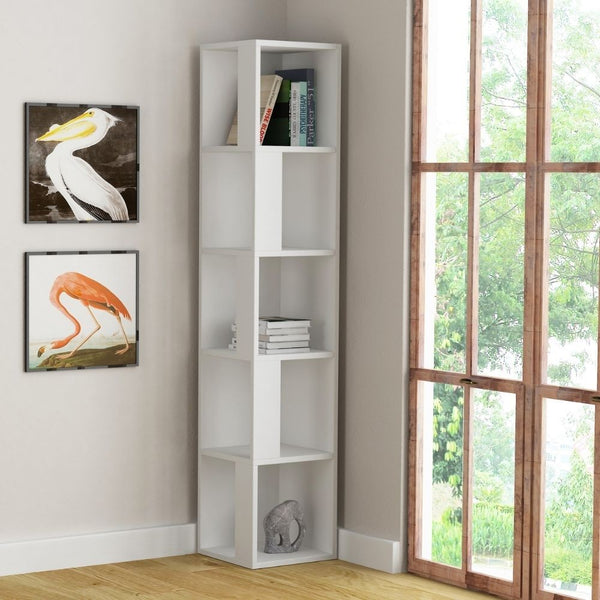 Libreria angolare 31,4x31,4x158,9 cm Piano bianca 5 ripiani online