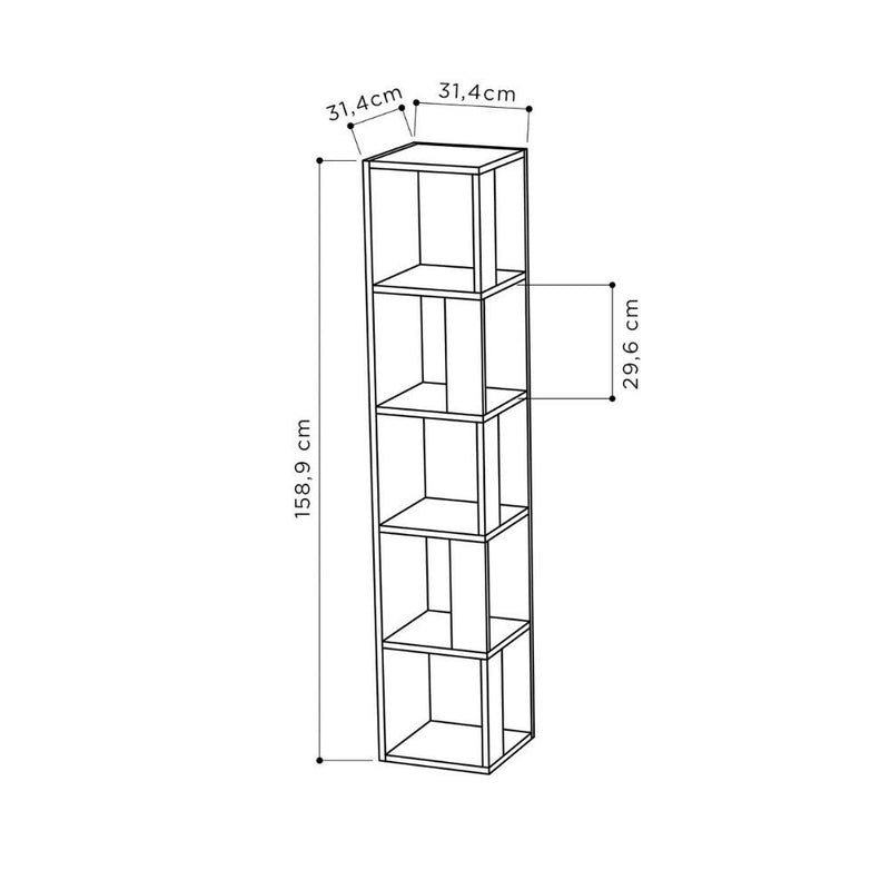 Libreria angolare 31,4x31,4x158,9 cm Piano cemento 5 ripiani-5