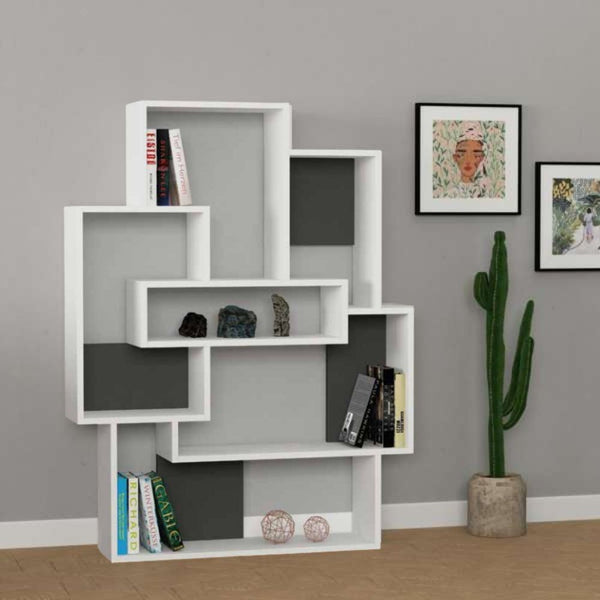 online Libreria Barce bianco antracite 101x22x132h cm