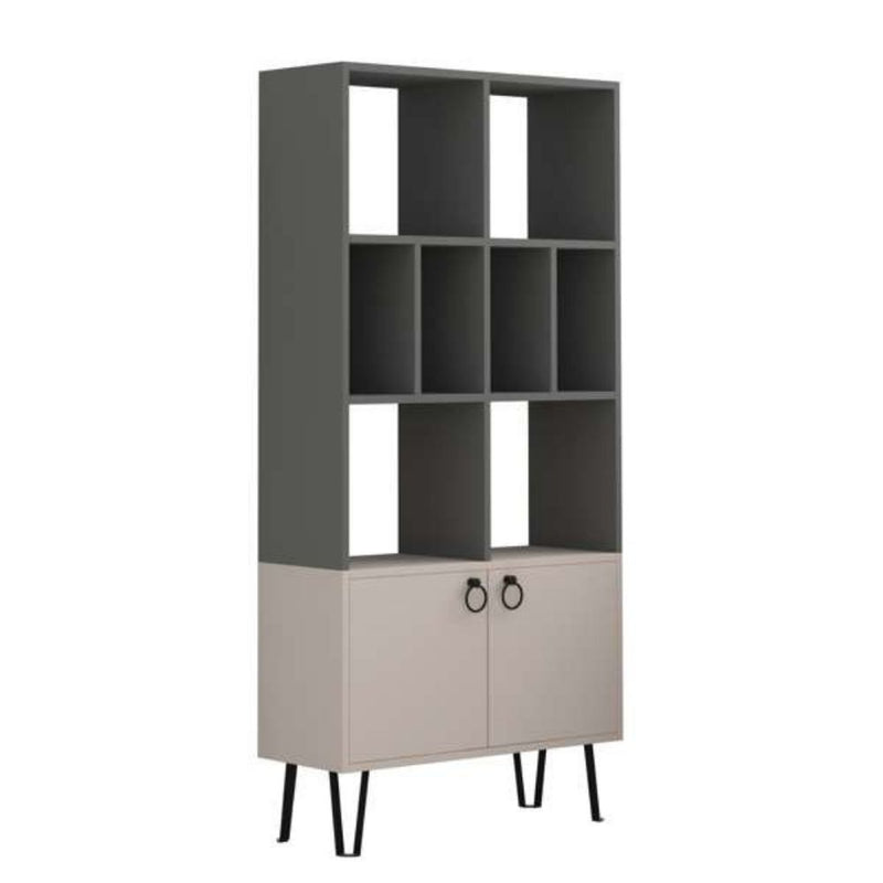 Libreria Bene 80x30x166 cm con ante antracite tortora-3