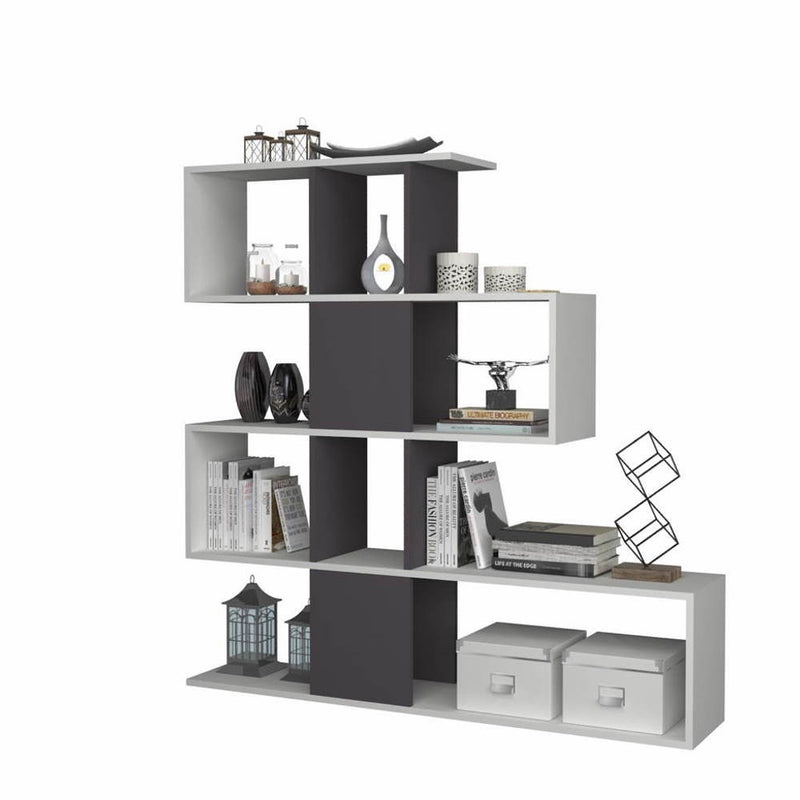 Libreria bifacciale Aktif 145x145x29 cm bianco ghisa-3