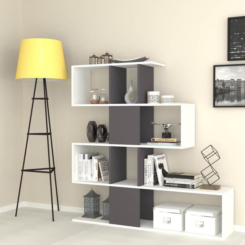 Libreria bifacciale Aktif 145x145x29 cm bianco ghisa-1