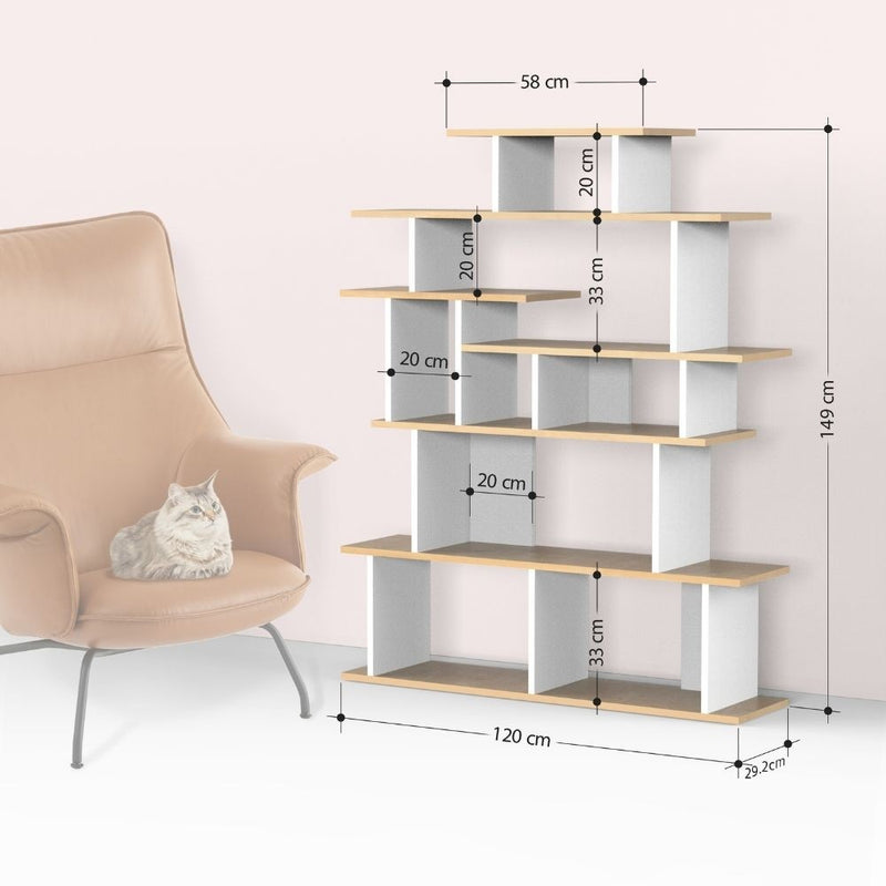 Libreria design 120x29,2x149 cm Apollon bianco antracite-5