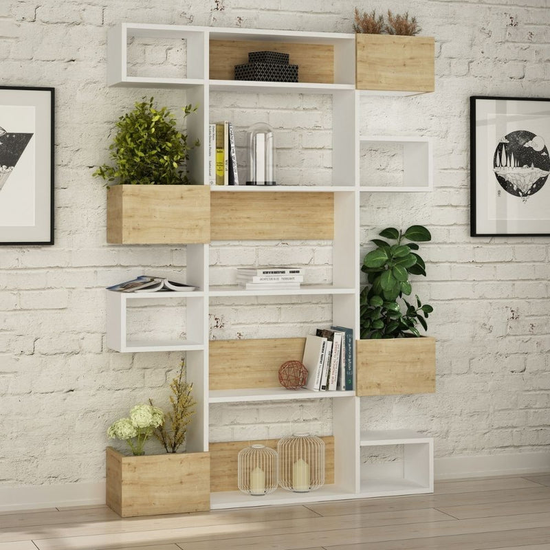 Libreria design 120x171 cm Niho bianco rovere-1