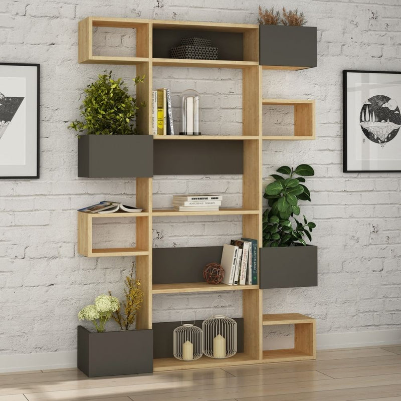 Libreria design 120x171 cm Niho rovere antracite -1