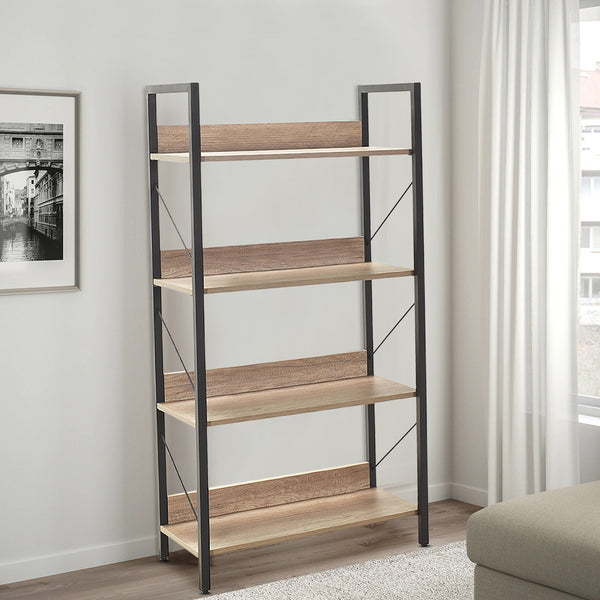 Bücherregal aus Holz 139 x 73 x 35 cm Regal 4 Regale für Büro Eiche sconto