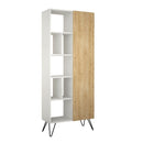 Libreria Jedda 80,6x191 cm bianca con anta rovere -3