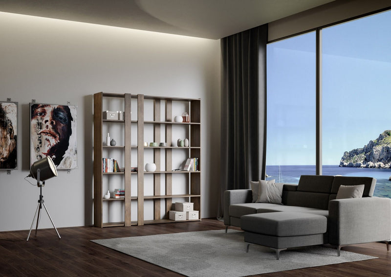 Libreria Moderna 5 Ripiani 178x36x204 cm in nobilitato Marrone-2