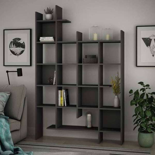 Libreria 6 Ripiani 122x25,5x188 cm in MDF Manco Antracite prezzo